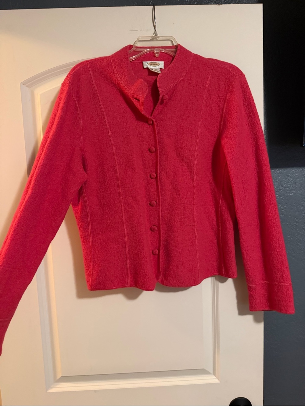 Talbots Button-Front Pink Wool Textured Jacket Size 8